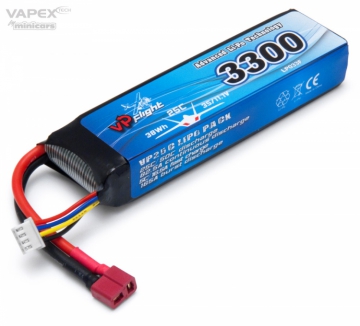 Li-Po Batteri 3S 11,1V 3300mAh 25C T-Kontakt i gruppen Tillbehr & Delar / Batterier & Tillb. hos Minicars Hobby Distribution AB (VPLP033FD)