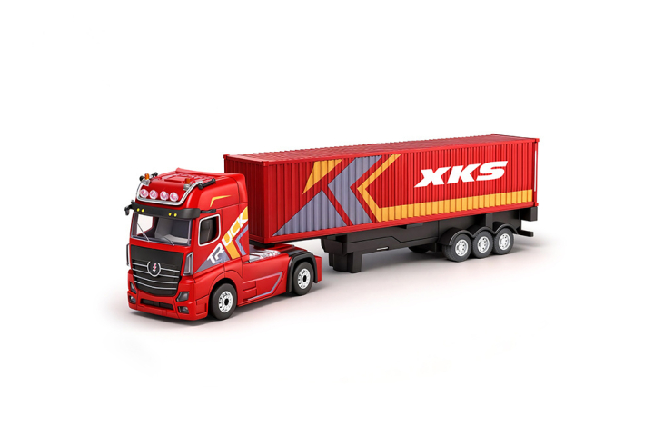 WL 6408 Lastbil med Trailer 1/64 RTR Röd