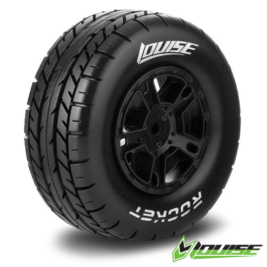 Louise SC - Rocket SC Tyre With Black Rim For Traxxas Front(Mounted) - Soft - (2) LT3154BTF Louise SC - Rocket SC Tyre With Black Rim For Traxxas Front(Mounted) - Soft - (2) LT3154BTF