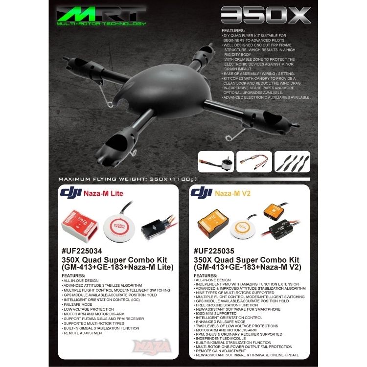 quad flyer 350x gm410s ge183 naza m lie sale quad flyer kit