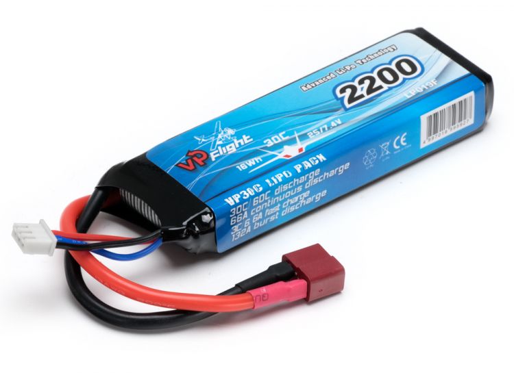 Li-Po Battery 2S 7.4V 2200mAh 30C T-Connector