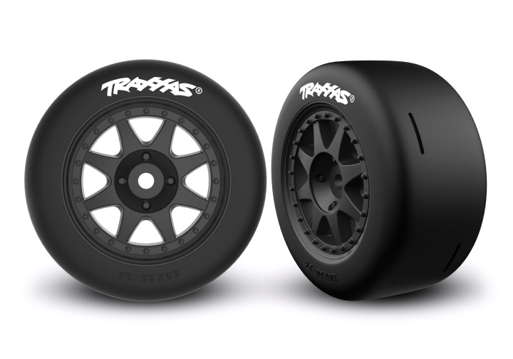 Däck & Fälg Speed Slicks Hard / Mini Rally Svart Fram (2) i gruppen Katalog / Fabrikat / T / Traxxas / Däck & Fälg hos Minicars Hobby Distribution AB (4210876-BLK)