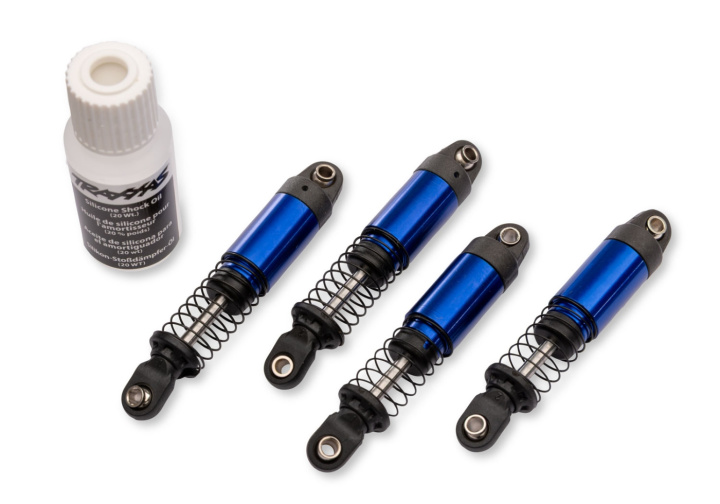 Stötdämpare GTM Pro Blå Alu Fram & Bak Komplett Set i gruppen Katalog / Fabrikat / T / Traxxas / Reservdelar hos Minicars Hobby Distribution AB (4212060-BLUE)