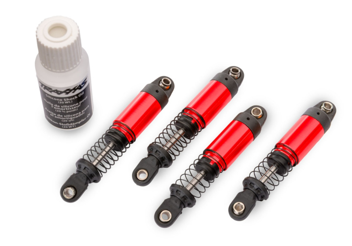 Stötdämpare GTM Pro Röd Alu Fram & Bak Komplett Set i gruppen Katalog / Fabrikat / T / Traxxas / Reservdelar hos Minicars Hobby Distribution AB (4212060-RED)