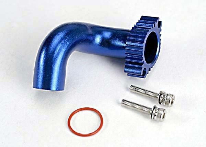Avgaskrök Aluminium Blå TRX 2.5/3.3 i gruppen Katalog / Fabrikat / T / Traxxas / Bränslemotorer & Delar hos Minicars Hobby Distribution AB (425287)