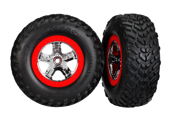 Däck & Fälg SCT S1/SCT Krom-Röd 4WD/2WD Bak TSM (2) i gruppen Katalog / Fabrikat / T / Traxxas / Däck & Fälg hos Minicars Hobby Distribution AB (425887R)