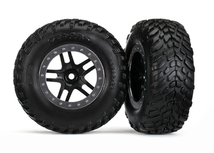 Däck & Fälg SCT/S-Spoke Svart-Matt Krom 4WD/2WD Bak TSM i gruppen Katalog / Fabrikat / T / Traxxas / Däck & Fälg hos Minicars Hobby Distribution AB (425889)