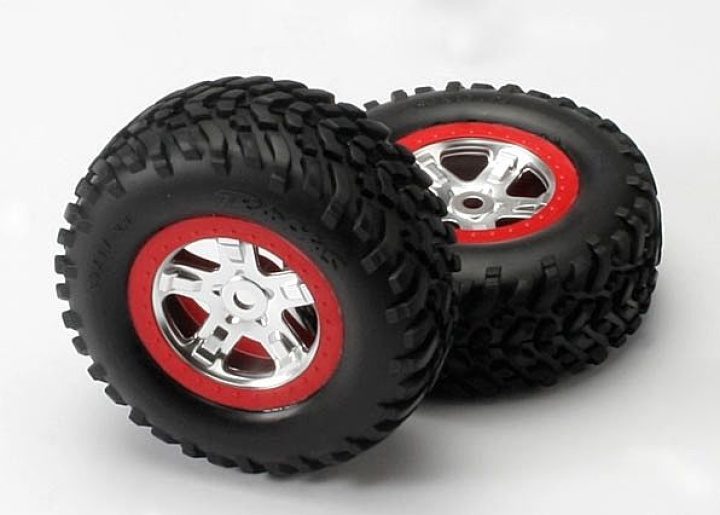 Däck & Fälg SCT/SCT Krom-Röd (14mm) (2) i gruppen Katalog / Fabrikat / T / Traxxas / Däck & Fälg hos Minicars Hobby Distribution AB (425973A)