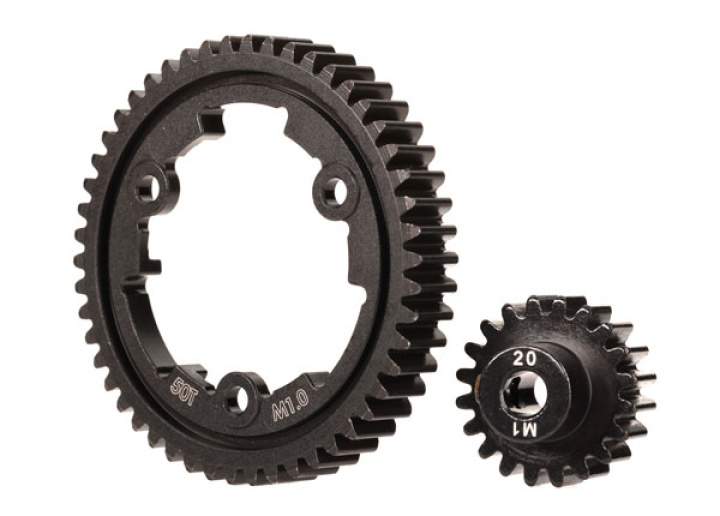 Huvuddrev 50T Stål Bred + Motordrev 20T 1.0M Set i gruppen Katalog / Fabrikat / T / Traxxas / Reservdelar hos Minicars Hobby Distribution AB (426450)
