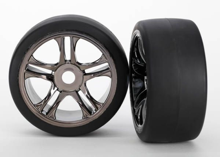 Däck & Fälg Slicks S1/S-Spoke Svart Krom Fram (2) XO-1 i gruppen Katalog / Fabrikat / T / Traxxas / Däck & Fälg hos Minicars Hobby Distribution AB (426479)