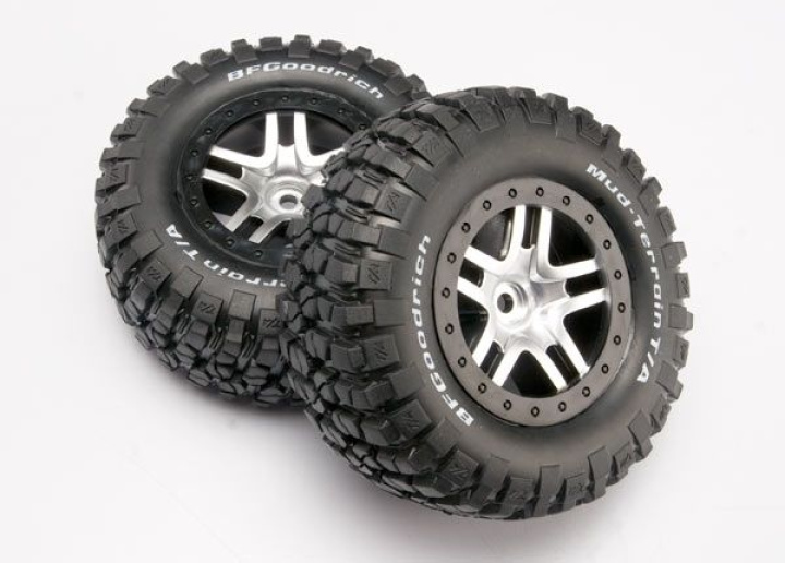 Däck & Fälg Goodrich/S-Spoke Krom-Svart 4WD/2WD Bak TSM (2) i gruppen Katalog / Fabrikat / T / Traxxas / Däck & Fälg hos Minicars Hobby Distribution AB (426873)