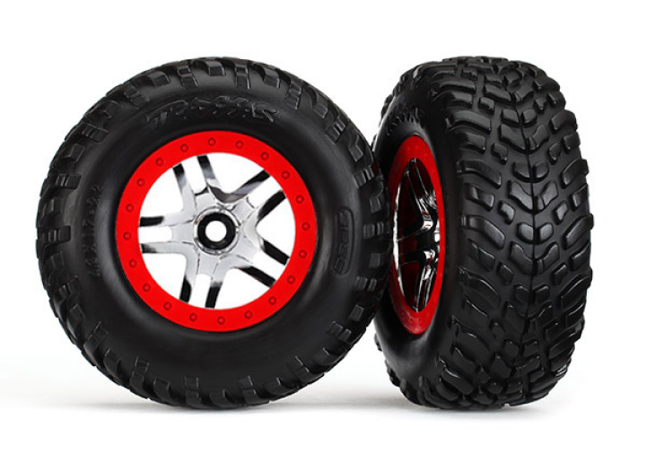 Däck & Fälg SCT S1/S-Spoke Krom-Röd 4WD/2WD Bak TSM (2) i gruppen Katalog / Fabrikat / T / Traxxas / Däck & Fälg hos Minicars Hobby Distribution AB (426891R)