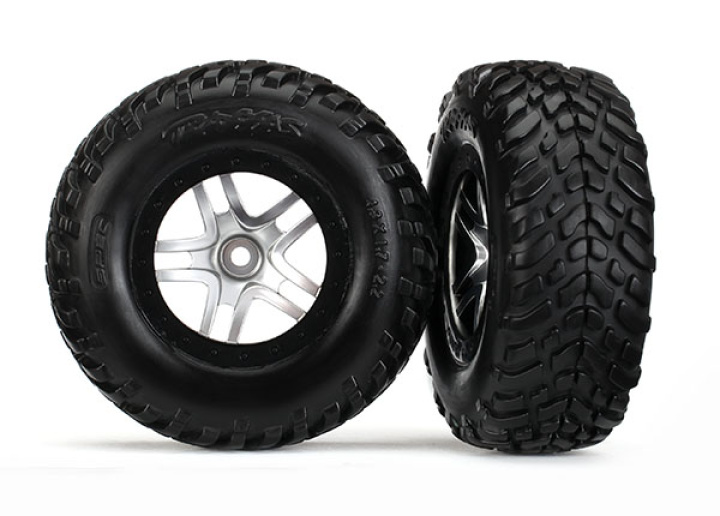 Däck & Fälg SCT/S-Spoke Krom-Svart 4WD/2WD Bak TSM (2) i gruppen Katalog / Fabrikat / T / Traxxas / Däck & Fälg hos Minicars Hobby Distribution AB (426892)