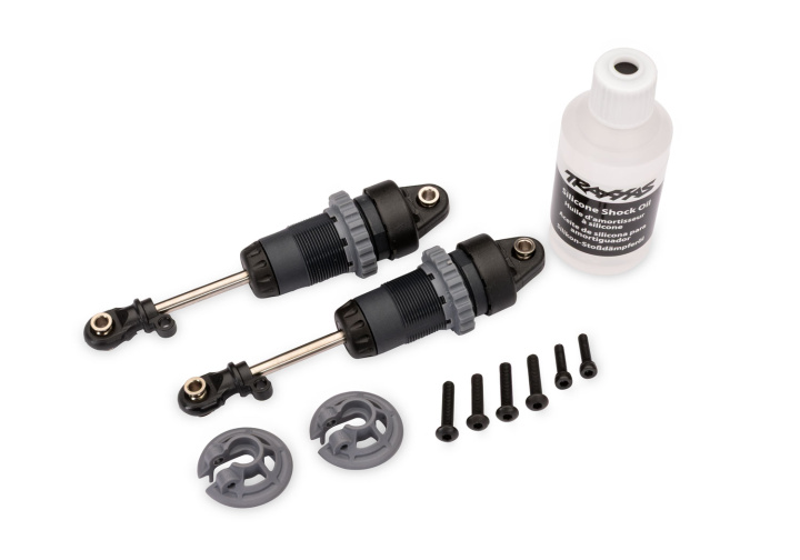 Dämpfer Stahlgrau GTR Long ohne Federn (2) in der Gruppe Katalog / Hersteller / T / Traxxas / Spare Parts bei Minicars Hobby Distribution AB (427461-STGRY)