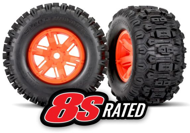 Däck & Fälg Sledgehammer/X-Maxx Orange (2) i gruppen Katalog / Fabrikat / T / Traxxas / Däck & Fälg hos Minicars Hobby Distribution AB (427774T)