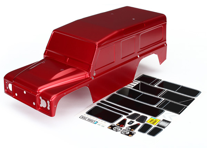Kaross Land Rover Defender Röd* i gruppen Katalog / Fabrikat / T / Traxxas / Karosser & Tillbehör hos Minicars Hobby Distribution AB (428011R)