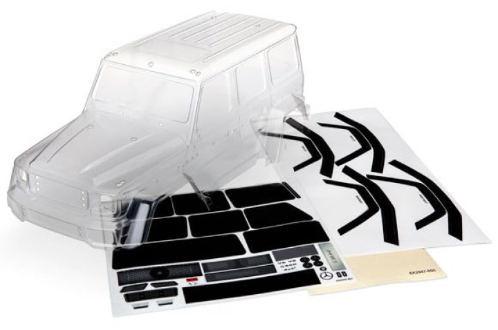 Kaross Mercedes G500 TRX-4 Komplett Omålad i gruppen Katalog / Fabrikat / T / Traxxas / Karosser & Tillbehör hos Minicars Hobby Distribution AB (428811)