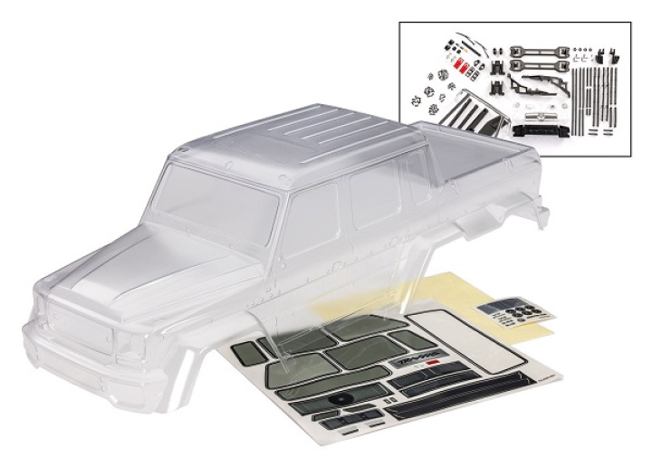 Kaross Mercedes G 63 Clipless TRX-6 Omålad i gruppen Katalog / Fabrikat / T / Traxxas / Karosser & Tillbehör hos Minicars Hobby Distribution AB (429129)