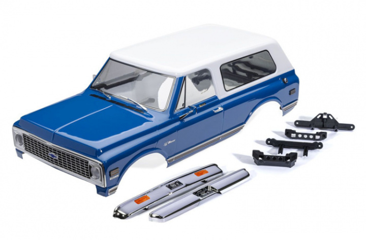 Kaross Chevy Blazer \'72 Blå/Vit Clipless Komplett i gruppen Katalog / Fabrikat / T / Traxxas / Karosser & Tillbehör hos Minicars Hobby Distribution AB (429130-BLWT)