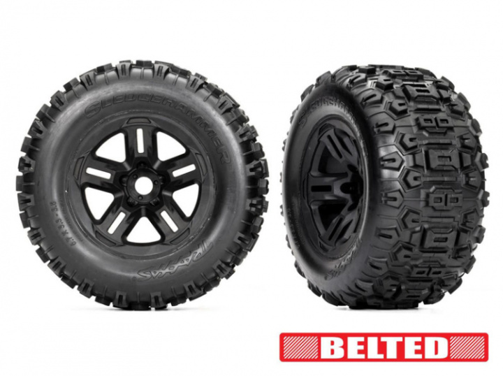 Däck & Fälg Sledgehammer Förstärkta 3.8\'\' Svart (17mm Hex) (2) i gruppen Katalog / Fabrikat / T / Traxxas / Däck & Fälg hos Minicars Hobby Distribution AB (429573)