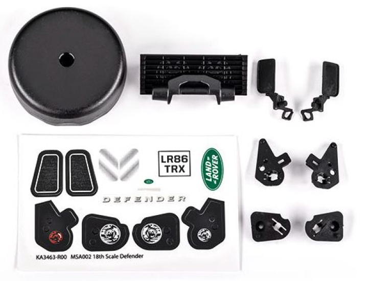 Dekaler, Backspeglar, Grill mm. Defender TRX-4M i gruppen Katalog / Fabrikat / T / Traxxas / Reservdelar hos Minicars Hobby Distribution AB (429720)