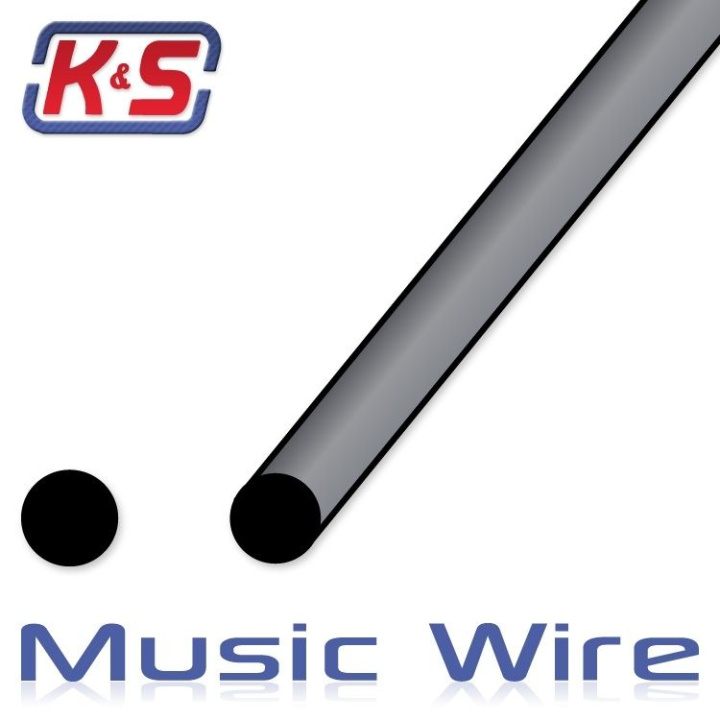Pianotråd .025\'\'(0.62x915mm) (5st x 5) i gruppen Katalog / Fabrikat / K / K&S / Pianotråd hos Minicars Hobby Distribution AB (54500)