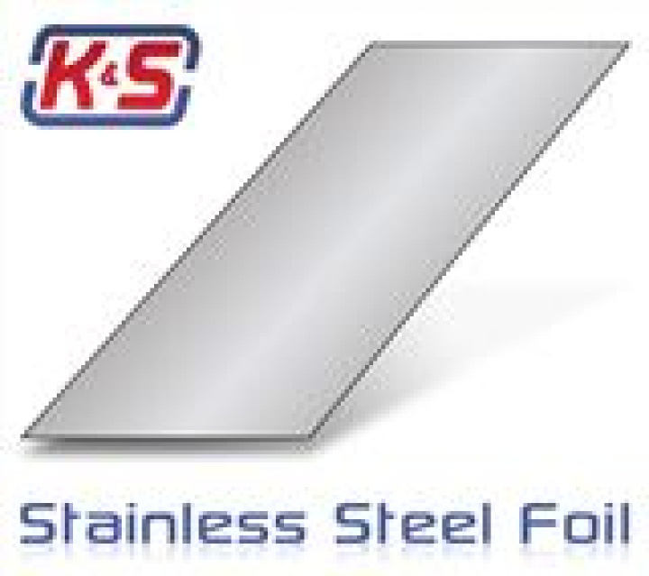 Rostfri Folie 0.05x305x760mm (1) i gruppen Katalog / Fabrikat / K / K&S / Rostfritt hos Minicars Hobby Distribution AB (546030)