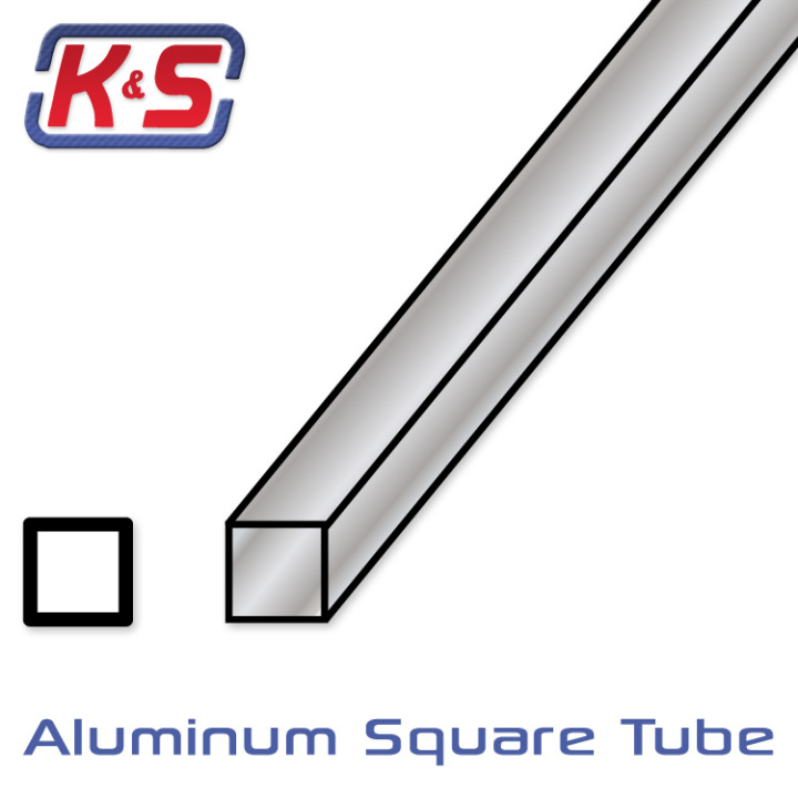 Aluminiumrör Fyrkant 3.2x305mm (1/8\'\') (.014\'\') (1) i gruppen Katalog / Fabrikat / K / K&S / Aluminium Rör hos Minicars Hobby Distribution AB (5483011)