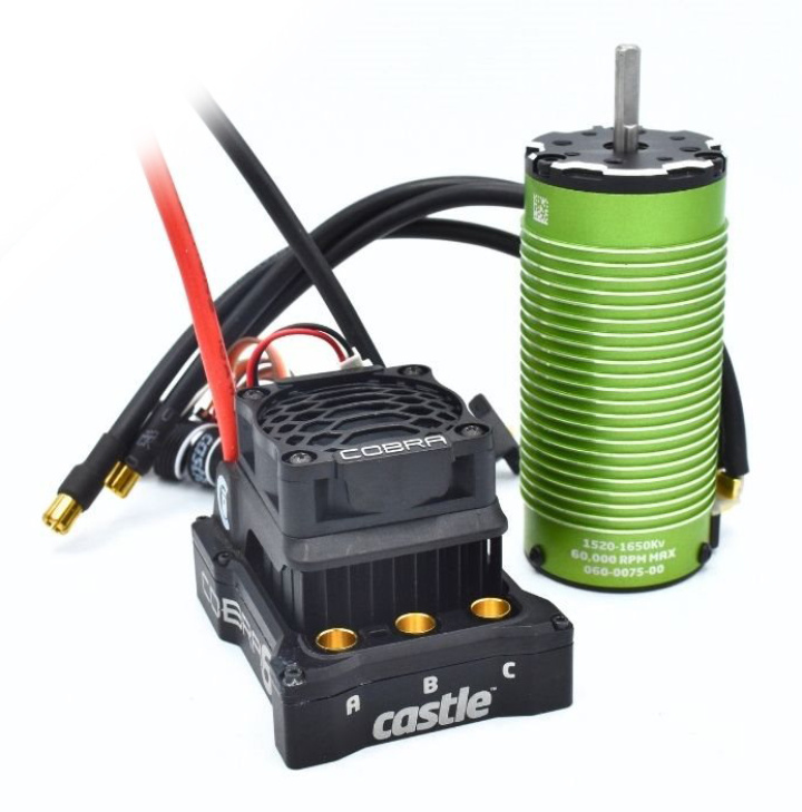 Cobra 6 8S 33,6V ESC, 1520-1650KV Motor Combo 1/6-1/8 i gruppen Katalog / Tillbehör & Delar / Fartreglage / Kompletta system hos Minicars Hobby Distribution AB (CC010-0184-04)