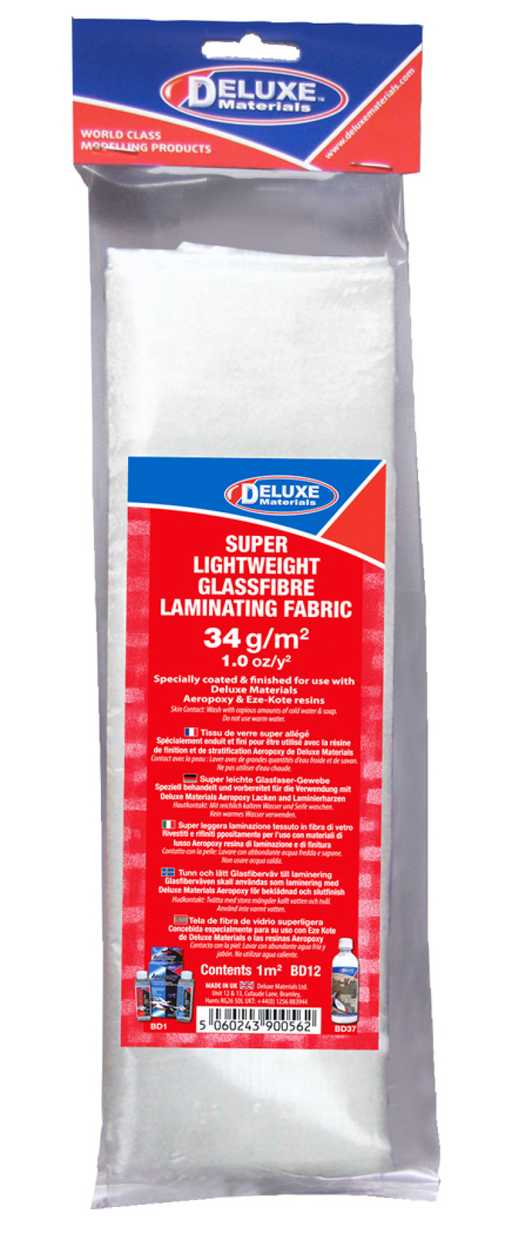 Glasfasergewebe 34gr/sqm 1qm in der Gruppe Katalog / Hersteller / D / Deluxe Materials / Adhesives bei Minicars Hobby Distribution AB (DL-BD12)