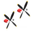 Propeller Komplett Set 4-bladig P51D 400mm Röd (2)