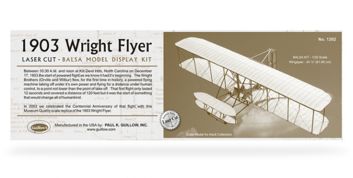 1903 Wright Flyer Byggsats 1/20 i gruppen Katalog / Fabrikat / G / Guillows / Trämodeller hos Minicars Hobby Distribution AB (GU1202)