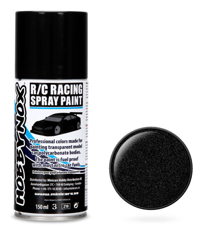 Metallic Svart R/C Racing Spray Färg 150 ml i gruppen Katalog / Fabrikat / H / Hobbynox / Sprayfärger RC Bil hos Minicars Hobby Distribution AB (HN1203)