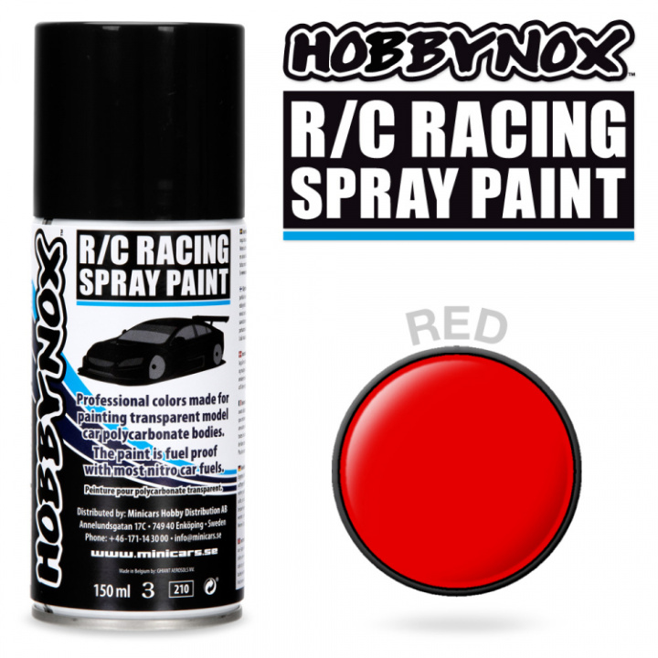 Röd R/C Racing Spray Färg 150 ml i gruppen Katalog / Fabrikat / H / Hobbynox / Sprayfärger RC Bil hos Minicars Hobby Distribution AB (HN1302)
