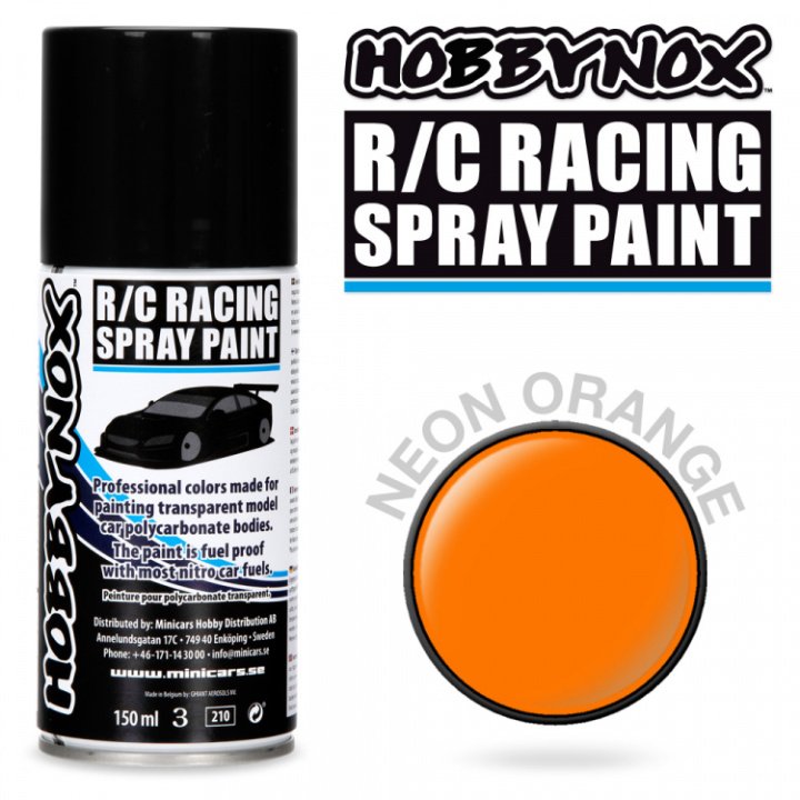 Neon Orange R/C Racing Spray Färg 150 ml i gruppen Katalog / Fabrikat / H / Hobbynox / Sprayfärger RC Bil hos Minicars Hobby Distribution AB (HN1402)