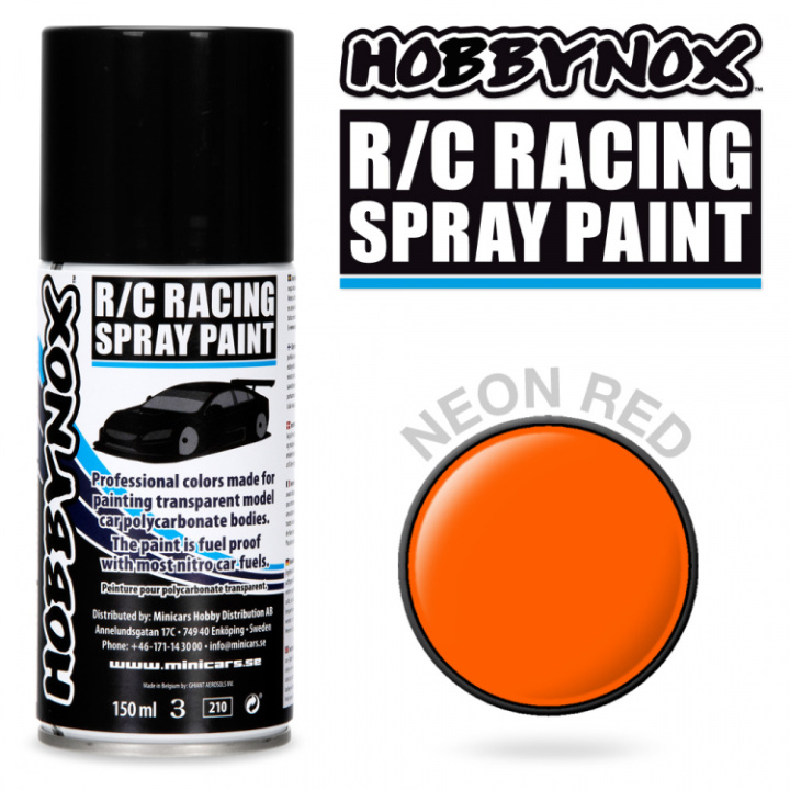 Neon Röd R/C Racing Spray Färg 150 ml i gruppen Katalog / Fabrikat / H / Hobbynox / Sprayfärger RC Bil hos Minicars Hobby Distribution AB (HN1403)