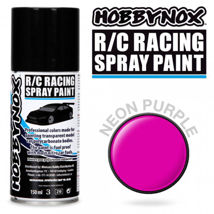 Neon Lila R/C Racing Spray Färg 150 ml i gruppen Katalog / Fabrikat / H / Hobbynox / Sprayfärger RC Bil hos Minicars Hobby Distribution AB (HN1406)