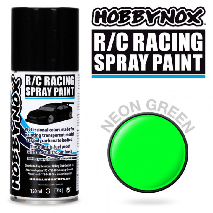 Neon Grön R/C Racing Spray Färg 150 ml i gruppen Katalog / Fabrikat / H / Hobbynox / Sprayfärger RC Bil hos Minicars Hobby Distribution AB (HN1408)