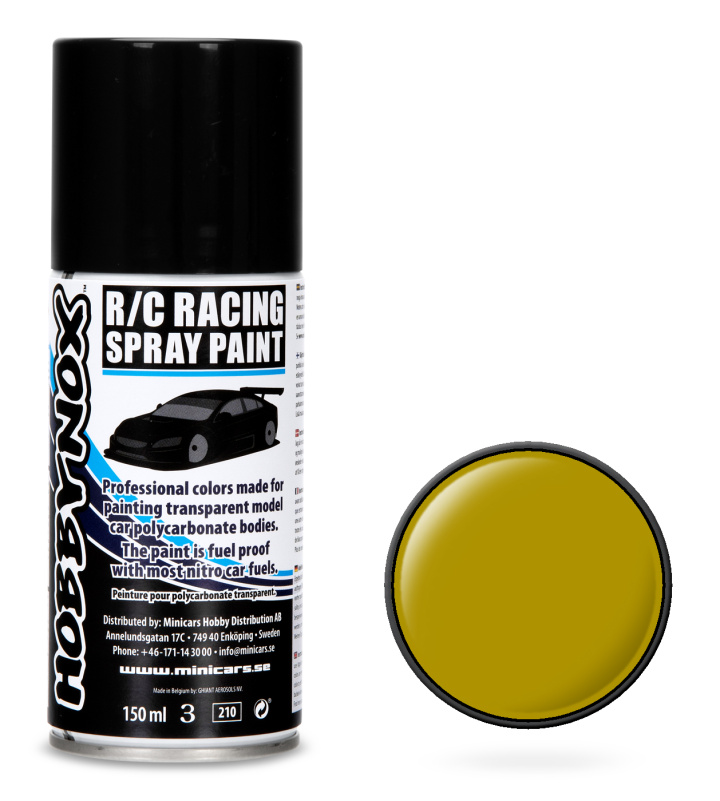 Transparent Inca Gul R/C Racing Spray Färg 150 ml i gruppen Katalog / Fabrikat / H / Hobbynox / Sprayfärger RC Bil hos Minicars Hobby Distribution AB (HN1500)