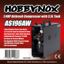 Airbrush Kompressor 1/4HP med 3.5L Tank (0-6BAR)