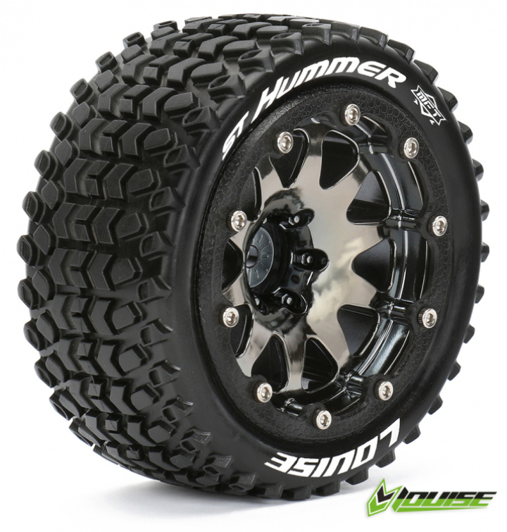 Däck & Fälg ST-HUMMER 1/10 Sv.krom Beadlock (1/2) Soft MFT i gruppen Katalog / Fabrikat / L / Louise RC World / Däck 1/10 Truck Stadium hos Minicars Hobby Distribution AB (LT3314SBCH)