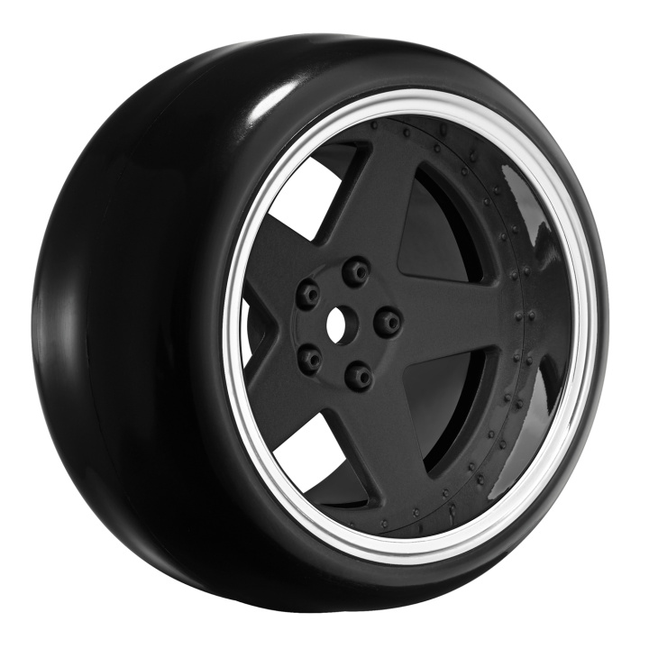 Tires & Wheels Drift / 5-Spoke Matte Black (2,4,6,8mm Offset) 12mm Hex (4) in der Gruppe Katalog / Hersteller / L / Louise RC World / Tires 1/10 Truck Stadium bei Minicars Hobby Distribution AB (LTLNHA560T)