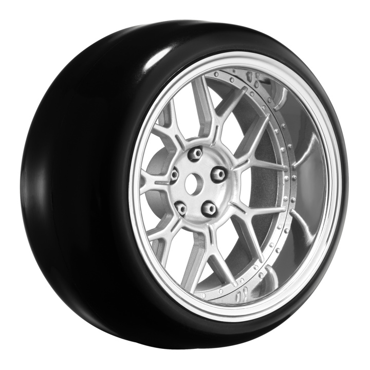 Tires & Wheels Drift / 14-Spoke Matte Silver (2,4,6,8mm Offset) 12mm Hex (4) in der Gruppe Katalog / Hersteller / L / Louise RC World / Tires 1/10 Truck Stadium bei Minicars Hobby Distribution AB (LTLNHA561T)
