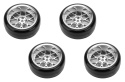 Tires & Wheels Drift / 14-Spoke Matte Silver (2,4,6,8mm Offset) 12mm Hex (4)