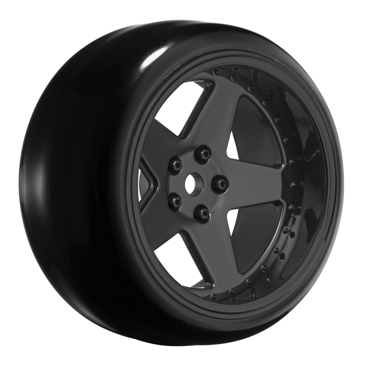 Tires & Wheels Drift / 5-Spoke Black (2,4,6,8mm Offset) 12mm Hex (4) in der Gruppe Katalog / Hersteller / L / Louise RC World / Tires 1/10 Truck Stadium bei Minicars Hobby Distribution AB (LTLNHA565T)