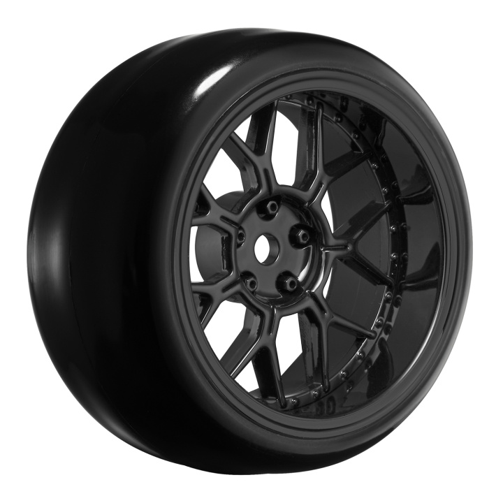Tires & Wheels Drift / 14-Spoke Black (2,4,6,8mm Offset) 12mm Hex (4) in der Gruppe Katalog / RC-Zubehör / Car Tires & Wheels / Tire Touring/Track bei Minicars Hobby Distribution AB (LTLNHA566T)