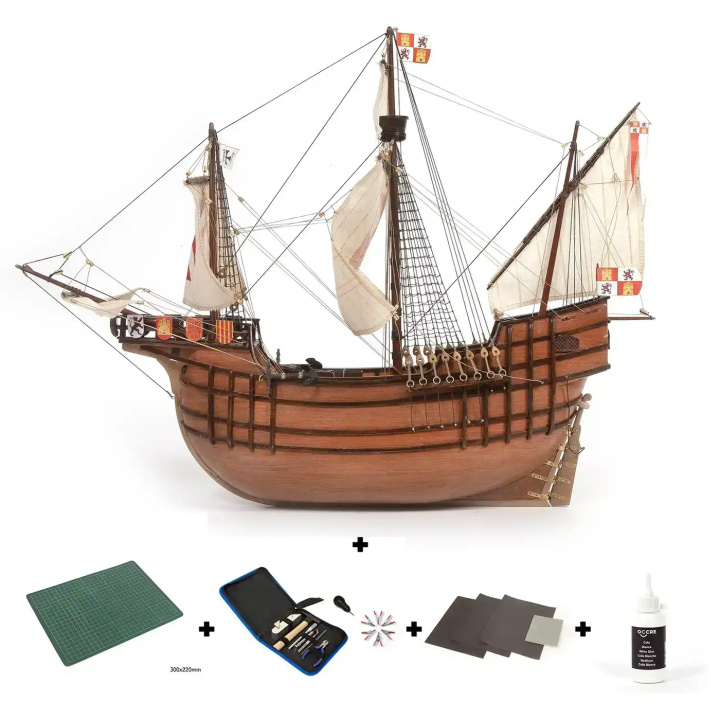OcCre Santa Maria 1/50 Skepp 530mm med Startset i gruppen Katalog / Bygghobby / Byggsatser Trä & Metall / Träbåtar hos Minicars Hobby Distribution AB (OC12010S)