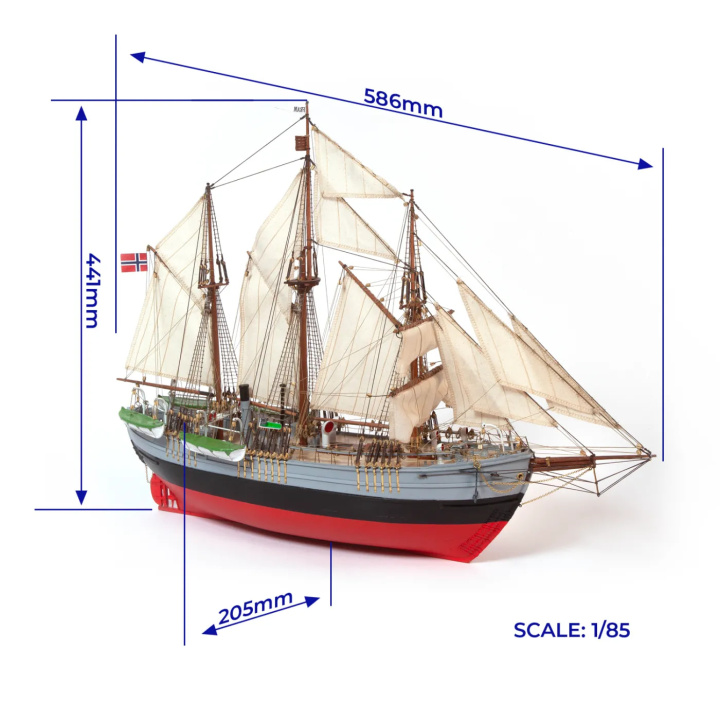 OcCre Fram 1/85 Expeditionsfartyg 586mm i gruppen Katalog / Bygghobby / Byggsatser Trä & Metall / Träbåtar hos Minicars Hobby Distribution AB (OC12011)