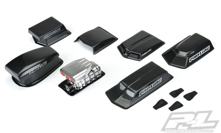 Drag Racing Hood Scoops och Blowers Omålade* i gruppen Katalog / Fabrikat / P / Pro-Line / Tillbehör hos Minicars Hobby Distribution AB (PL6368-00)