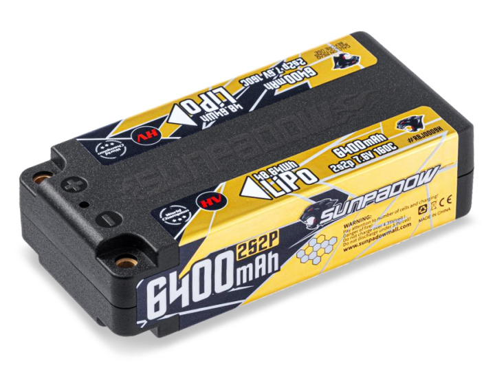 Li-Po Batteri 2S 7,6V 6400mAh 160C HV Shorty i gruppen Katalog / Fabrikat / S / Sunpadow / Sunpadow Batterier hos Minicars Hobby Distribution AB (SWRBJ0009H)